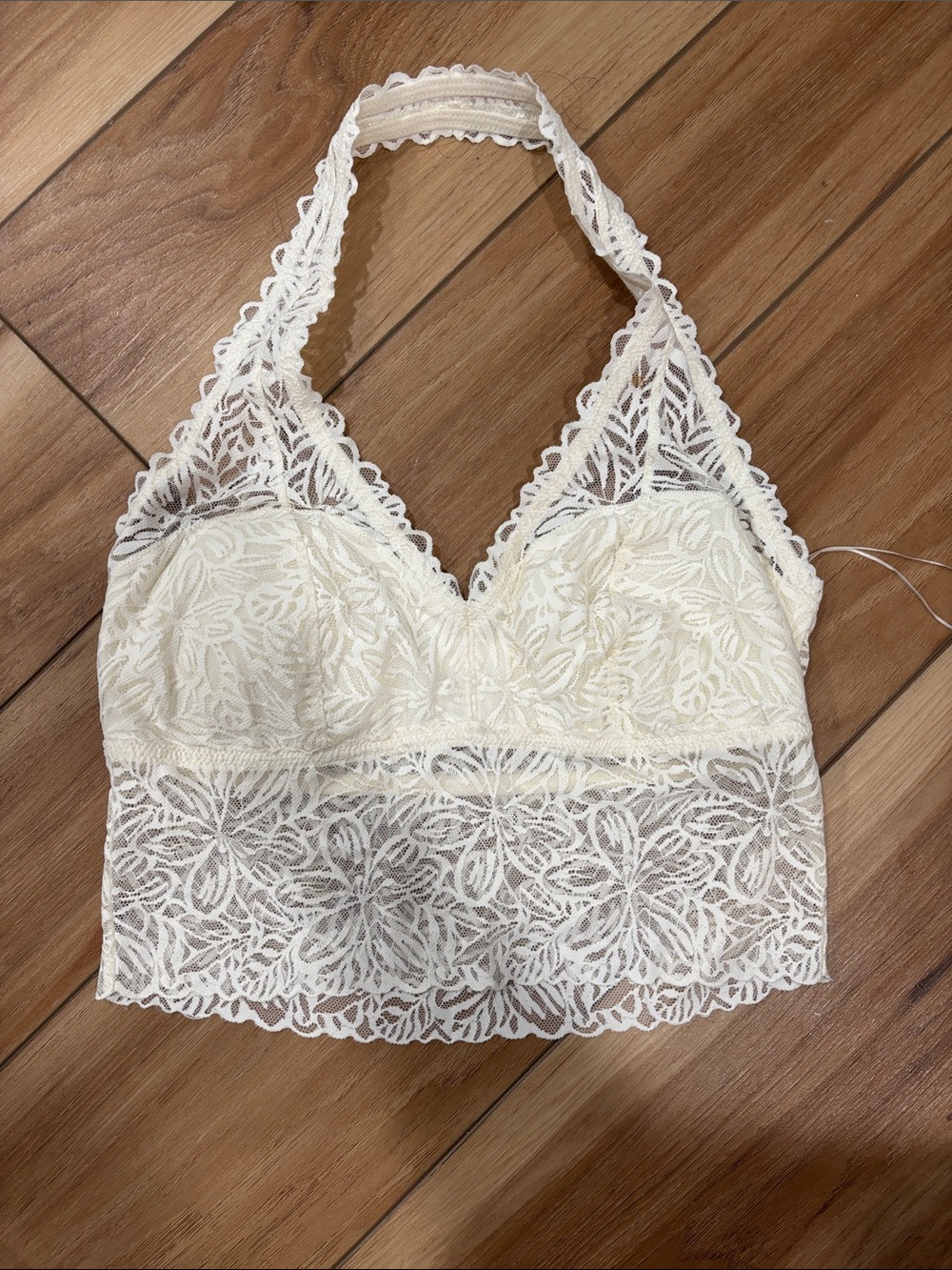 aerie Ivory Lace Halter Bralette